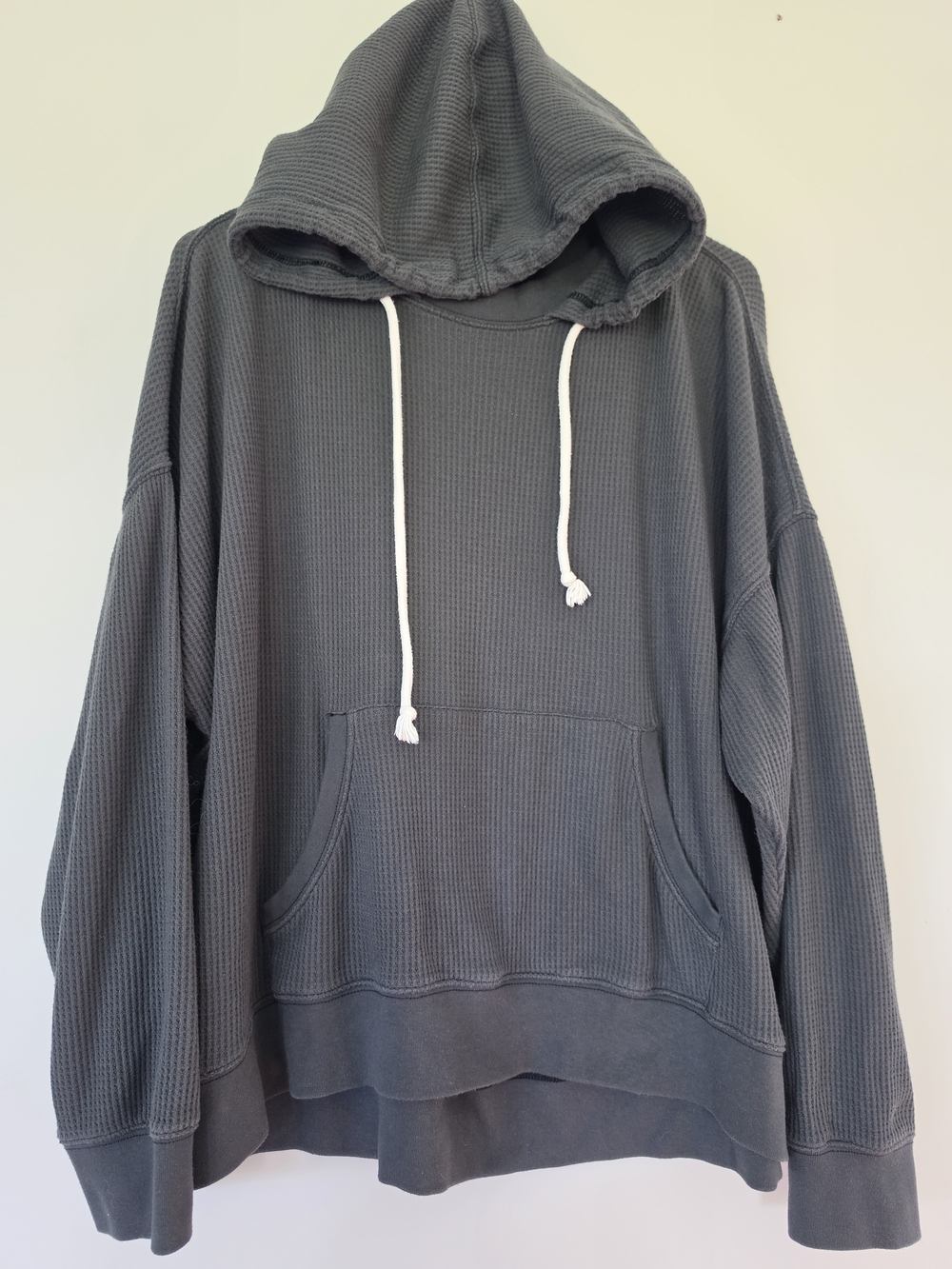 Women's Aerie Size M Oversides Hooded Waffle-Knit Pullover. Gray